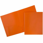 JAM Paper Plastic POP Two Pocket Folders, Orange, 12 Pack (382Eorg)-Size: 9" x 12"
