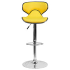 Flash Furniture 17 1/2" x 17 1/2" Cozy Mid-Back Vinyl Adjustable Bar Stool W/Chrome Base, Yellow, 2 Pack-Swivel Seat