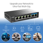 D-Link 7-Port Multi-Gigabit Unmanaged Switch-Flow Control helps minimize dropped packets for a more reliable connection