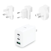 LOGiiX Power Plus 65 XL Travel Kit - White-Multiport 65W charger with attachable world travel plugs