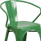 Flash Furniture Green Metal Indoor-Outdoor Chair with Arms-Integrated Arms