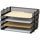 Staples Metal Mesh Stackable Tray - Legal Size - Black-Stackable feature allows you to maximize your desk space