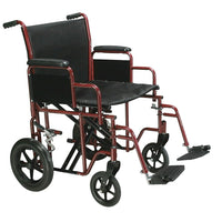 Drive Medical Bariatric Transport Wheelchair with Swing Away Footrest, Red, 20" Seat-Red, Steel