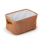 Truu Design Boho Storage Basket, Set of 3, 15 x 7.5 inches, Orange/Neutral-Two faux leather strap handles on the side for easy grip and portability