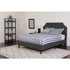 Flash Furniture Brighton King Size Tufted Upholstered Platform Bed with Memory Foam Mattress - Dark Grey Fabric-Arched Headboard