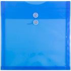 JAM Paper Plastic Envelopes with Button and String Tie Closure, 13 x 13 square, Blue Poly, 12 Pack (1241709)-Blue
