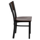Flash Furniture HERCULES Series Black Slat Back Metal Restaurant Chair - Walnut Wood Back & Seat - 2 Pack-Walnut Finished Wood Seat