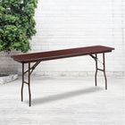 Flash Furniture 18" x 72" Rectangular Mahogany Melamine Laminate Folding Training Table-Brown T-Mold Edge Band