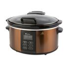 Euro Cuisine SCX6 Programmable Slow Cooker - Copper-Programmable Flex Cook mode: Select 1st cooking time then select heat setting. After timer ends, it shifts to Keep Warm