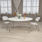Flash Furniture 60" Round Granite Plastic Folding Table - White-Waterproof, Impact and Stain Resistant Top