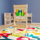 Flash Furniture Bright Beginnings Commercial Double Sided Wooden Free-Standing STEAM Easel, Storage Tray, Paint Window - Natural-Natural