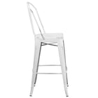 Flash Furniture Commercial Grade 30" High Distressed Metal Indoor-Outdoor Barstool with Back - White-Seat Drain Hole assists in drying