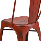 Flash Furniture Commercial Grade Distressed Kelly Metal Indoor-Outdoor Stackable Chair - Red-Cross Brace under seat provides extra stability