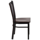 Flash Furniture HERCULES Series Black Vertical Back Metal Restaurant Chair - Walnut Wood Seat-Vertical Back Design