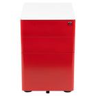 Flash Furniture Modern 3-Drawer Mobile Locking Filing Cabinet with Anti-Tilt Mechanism & Letter/Legal Drawer - White/Red-Modern 3-Drawer Filing Cabinet with White Frame and Red Faceplate