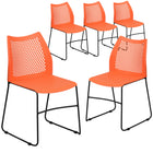Flash Furniture HERCULES Series Orange Stack Chair with Air-Vent Back & Black Powder Coated Sled Base-Set of 5 Multipurpose Stack Chairs