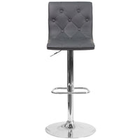 Flash Furniture Contemporary Tufted Grey Vinyl Adjustable Height Barstool with Chrome Base-Contemporary Style Stool