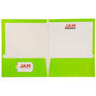 JAM Paper Glossy Two Pocket Presentation Folders, Lime Green, 12 Pack (385Gliag)-3