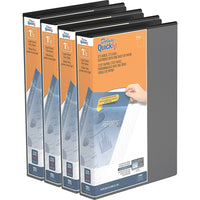 QuickFit Reliure View robuste, format légal, 14 po x 8,5 po, portrait, 1,5 po, anneaux inclinés en D, noir, paquet de 4-3 Reliure À Anneaux