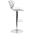 Flash Furniture Contemporary Cozy Mid-Back White Vinyl Adjustable Height Barstool with Chrome Base-White Vinyl Upholstery