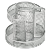 Staples Oval Mesh Organizer - Silver-Desk organizer to store office and school supplies, stationery, and small accessories