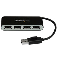 StarTech 4-Port Portable USB 2.0 Hub with Built-in Cable-Compact, lightweight housing with a small-footprint design for travel or desktop placement
