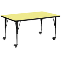 Flash Furniture Mobile 30''W x 72''L Rectangular Activity Table, Yellow Laminate Top, Preschool Legs (XUA3072RECYLTPC)-Yellow/Chrome, Laminate, Steel