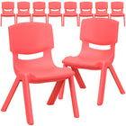 Flash Furniture Plastic Stackable School Chair with 10.5" Seat Height - Red - 10 Pack-154 lb. Static Load Capacity
