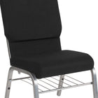 Flash Furniture HERCULES Series 18.5"W Church Chair in Black Fabric with Book Rack - Silver Vein Frame-4" Thick Seat with 4.25" Thick Waterfall Edge