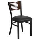 Flash Furniture HERCULES Series Black Slat Back Metal Restaurant Chair - Walnut Wood Back, Black Vinyl Seat-500 lb. Weight Capacity