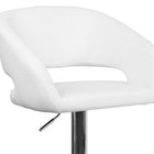 Flash Furniture Contemporary Vinyl Adjustable Height Barstool with Rounded Mid-Back & Chrome Base - White-Swivel Seat