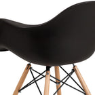 Flash Furniture Alonza Series Black Plastic Chair with Wooden Legs-Wooden Legs with Metal Bracing