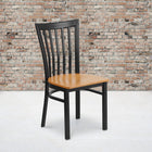 Flash Furniture HERCULES Series Black School House Back Metal Restaurant Chair - Natural Wood Seat - 2 Pack-Welded Joint Assembly