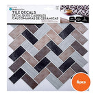 Truu Design Herringbone Peel and Stick Wall Tiles, 10 x 10 inches, Multicolour, 6 Pieces-Versatile: use the peel and stick backsplash wallpaper for kitchen sink walls, bathroom backsplash, bedroom walls, laundry room, staircase, or on any other flat surfaces that are non-porous surfaces
