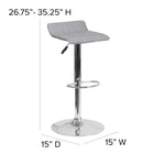 Tabouret de bar contemporain à hauteur ajustable en vinyle gris avec base chromée (DS-801B-GY-GG)-8