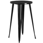 24'' Round Black Metal Indoor-Outdoor Bar Table Set with 4 Square Seat Backless Barstools (CH-51080BH-4-30SQST-BK-GG)-Metal