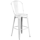 Flash Furniture 30" High Distressed Metal Indoor-Outdoor Barstool with Back - White-500 lb. Weight Capacity