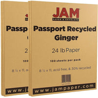JAM Paper Recycled Paper, 8.5 x 11, 24lb Ginger Brown, 2 packs of 100 (872802g)-Ginger
