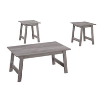 Monarch Specialties 7932P Table Set - 3Pcs Set/Grey-3 piece table set includes a rectangular coffee table and two matching square end tables