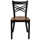 Flash Furniture HERCULES Series Black "X" Back Metal Restaurant Chair - Cherry Wood Seat - 2 Pack-Set of 2 Metal Dining Chairs