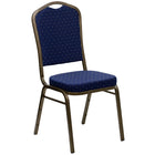 Flash Furniture HERCULES Series Crown Back Stacking Banquet Chair in Navy Blue Dot Patterned Fabric - Gold Vein Frame-500 lb. Weight Capacity