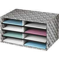 Fellowes Brocade Desktop Literature Sorter - Letter Size - White/Black-Organizes mail, forms, catalog sheets or any letter size literature
