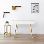 Danawares Modern Desk with Storage - White-Under the lid is a large hidden mirror! Pneumatic rod to safely close the lid