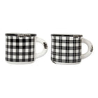 CTG Brands Ceramic Plaid "Enamel" Mug Set, 15.2 oz, Black, 8 Pack-Capacity: each mug holds up to 15.2 oz (450 ml) in volume, a great size to fit your favourite hot mocha during cold days
