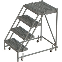 Tri-Arc Manufacturing Deep Top Step Rolling Ladder, Platform Height: 40", No. of Steps: 3, Step Width: 24" (KDSR004242-D2)-No. of Steps: 3
