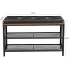 Vasagle Industrial Rustic Styled Shoe Bench with Padded Faux Vintaged Leather Cushion-Iron frame