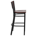 Flash Furniture HERCULES Series Black Slat Back Metal Restaurant Barstool - Mahogany Wood Back & Seat-Mahogany Wood Slat Back Design