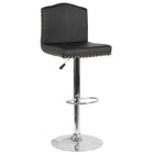 Flash Furniture Bellagio Contemporary Adjustable Height Barstool with Accent Nail Trim in Black LeatherSoft-Arched Back Design