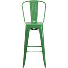 Flash Furniture Commercial Grade 30" High Green Metal Indoor-Outdoor Barstool with Back-Green Powder Coated Frame Finish