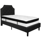 Flash Furniture Brighton Twin Size Tufted Upholstered Platform Bed in Black Fabric with Memory Foam Mattress-Bed